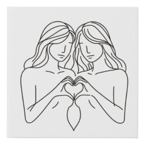 Lesbian love faux canvas print