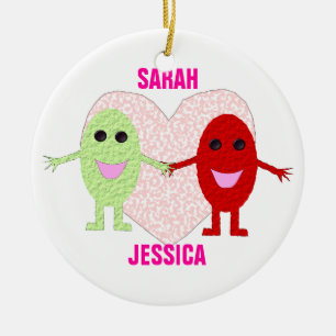 Lesbian Love Heart Grapes Custom Ceramic Ornament