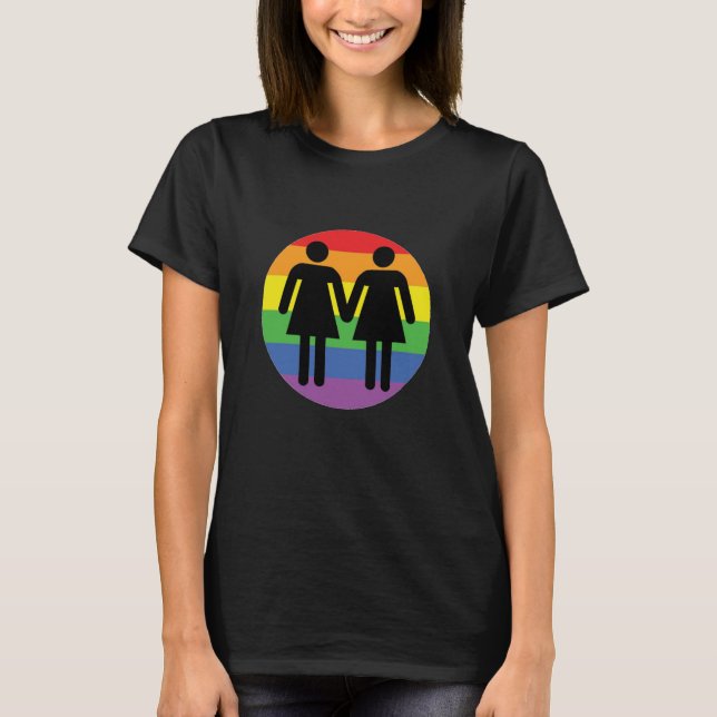 Lesbian Love Rainbow Pride LGBT T-Shirt (Front)
