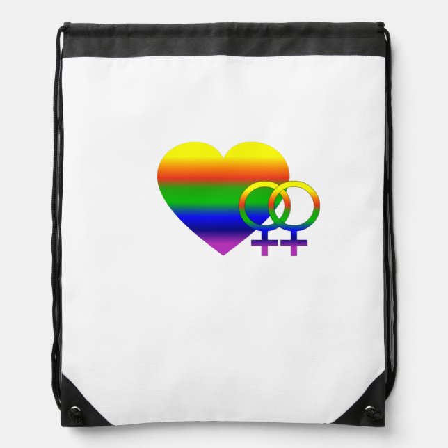 Lesbian Love Wins Drawstring Bag (Front)