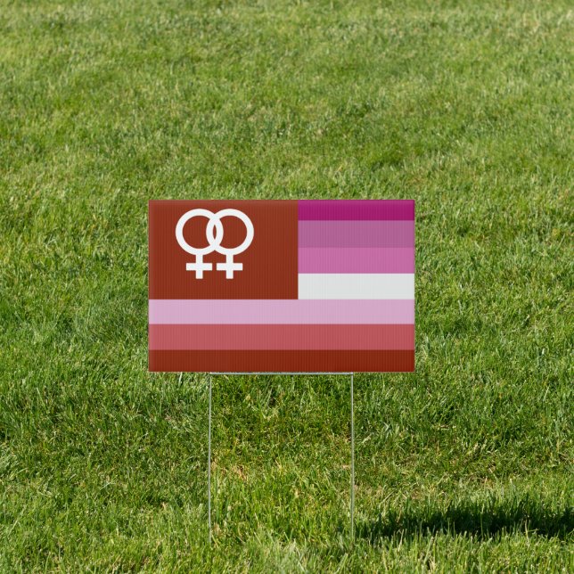 Lesbian Love (WLW) Pride House Flag Sign (Insitu)
