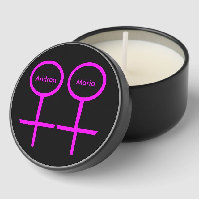 Lesbian Lovers Custom Wedding Mini Candle Favors (Corner)