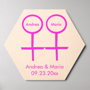 Lesbian Lovers Custom Wedding Wood Photo Tile