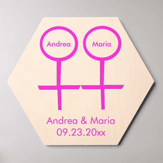 Lesbian Lovers Custom Wedding Wood Photo Tile (Front Set)