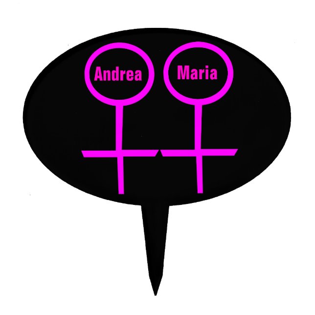 Lesbian Lovers Customizable Cake Pick (Front)