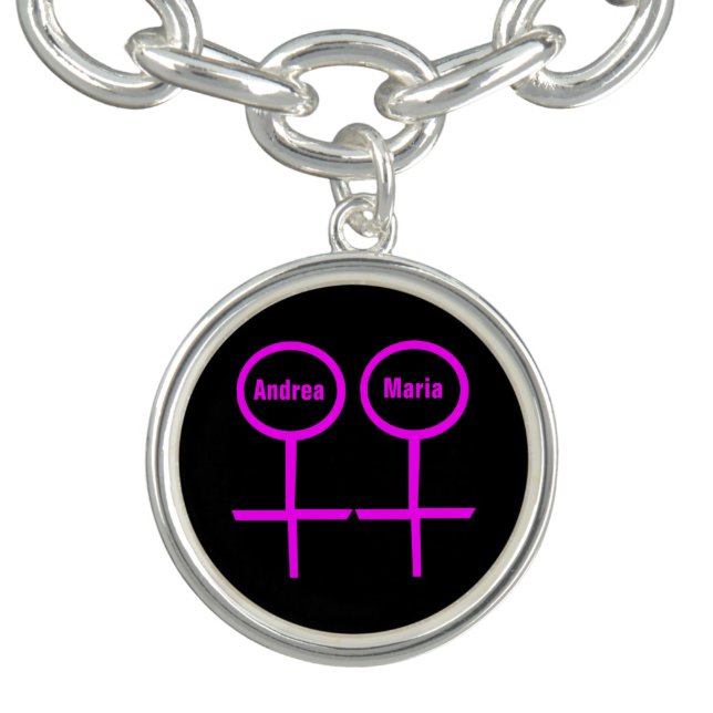 Lesbian Lovers Customizable Charm Bracelet (Design)