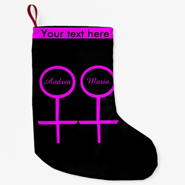 Lesbian Lovers Customizable Christmas Stocking (Front)