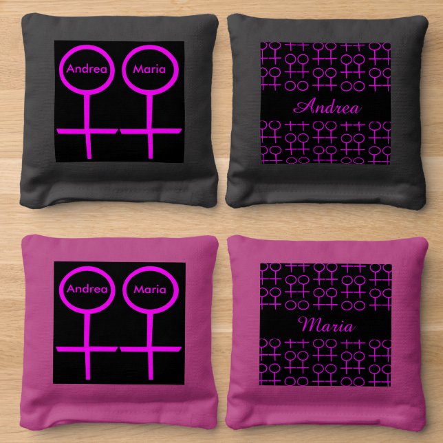 Lesbian Lovers Customizable Cornhole Bags (Wood)