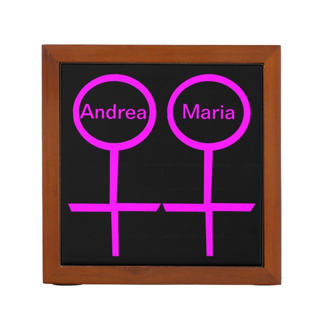 Lesbian Lovers Customizable Desk Tidy Pencil/Pen Holder (Front)