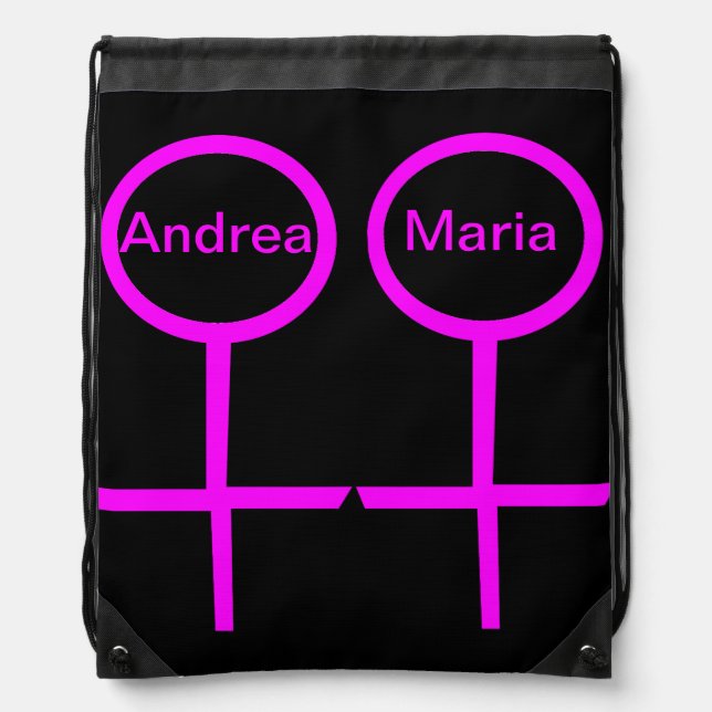 Lesbian LOvers Customizable Drawstring Backpack (Front)