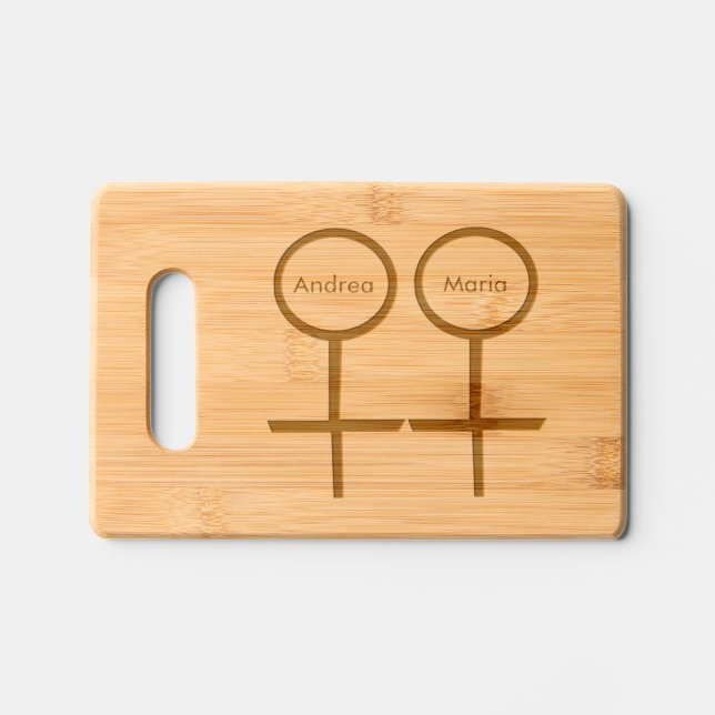 Lesbian Lovers Customizable Engraved Cutting Board (Front)
