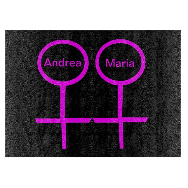 Lesbian Lovers Customizable Glass Cutting Board (Front)