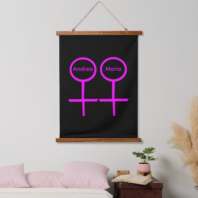 Lesbian Lovers Customizable Hanging Tapestry (Bedroom)
