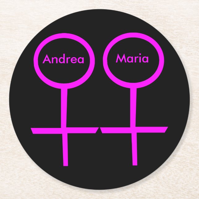 Lesbian Lovers Customizable Paper Coasters (Front)