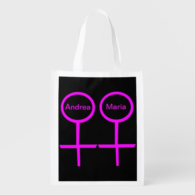 Lesbian Lovers Customizable Reusable Bag (Front)