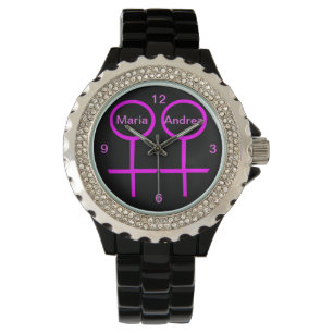 Lesbian Lovers Customizable Rhinestone Watch