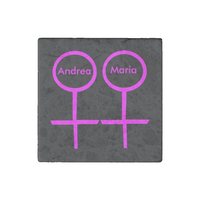 Lesbian Lovers Customizable Stone Magnet (Front)