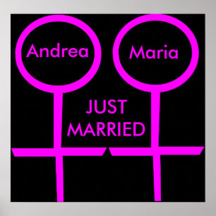 Lesbian Lovers Just Married Customizable Poster