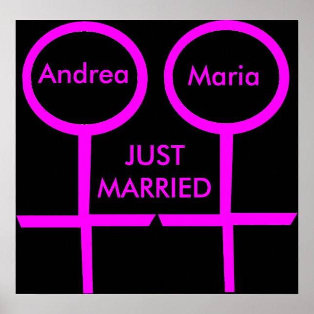 Lesbian Lovers Just Married Customizable Poster (Front)