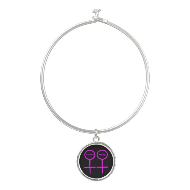 Lesbian Lovers Personalized Bangle Bracelet (Front)