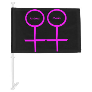 Lesbian Lovers Personalized Car Flag