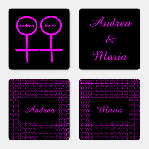 Lesbian Lovers Personalized Coaster Set