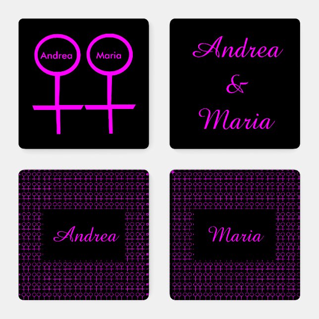 Lesbian Lovers Personalized Coaster Set (Set)