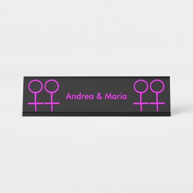 Lesbian Lovers Personalized Desk Nameplate (Front)