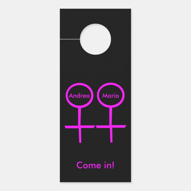 Lesbian Lovers Personalized Door Hanger (Front)
