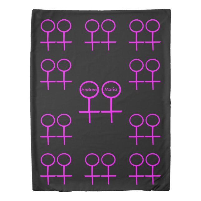 Lesbian Lovers Personalized Duvet Cover (Front)