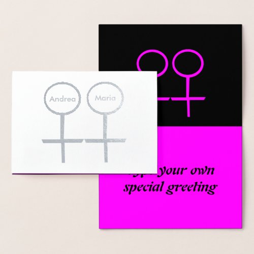 Lesbian Lovers Personalized Foil Card