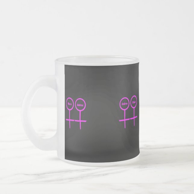 Lesbian Lovers Personalized Frosted Glass Coffee Mug (Left)