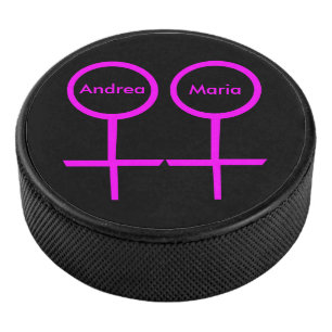 Lesbian Lovers Personalized Hockey Puck