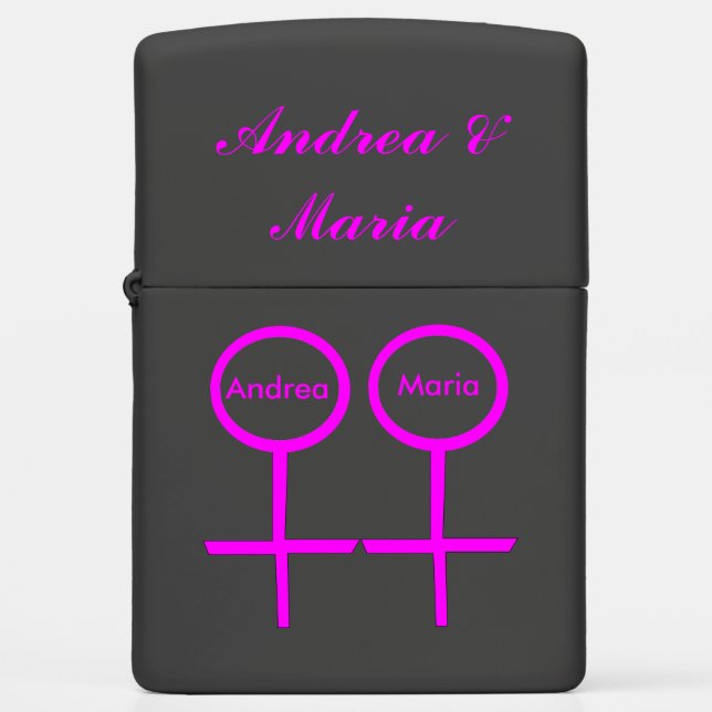 Lesbian Lovers Personalized Lighter (Front)