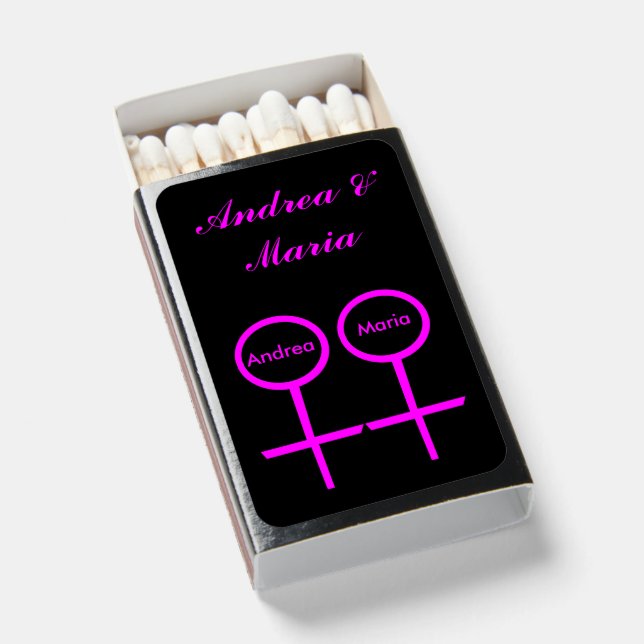 Lesbian Lovers Personalized Matchboxes (Front Open)