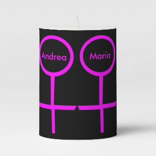 Lesbian Lovers Personalized Pillar Candle