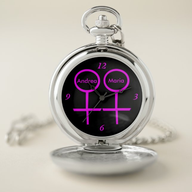 Lesbian Lovers Personalized Pocket Watch (Inside)