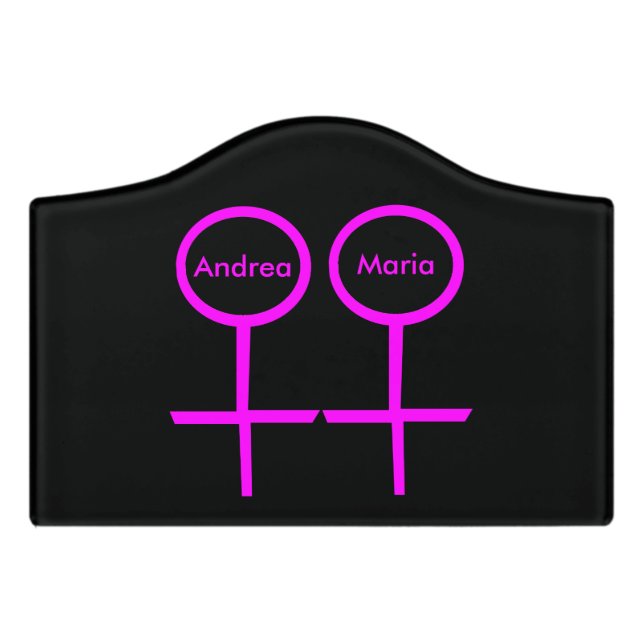 Lesbian Lovers Personalized Room Sign (Small Crest Front)
