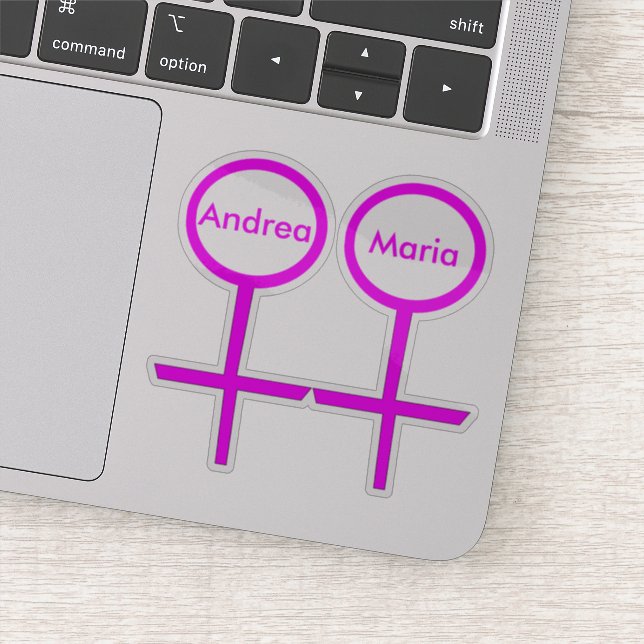 Lesbian Lovers Personalized Shaped Sticker (Detail)