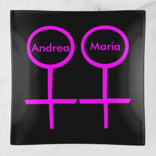 Lesbian Lovers Personalized Trinket Tray