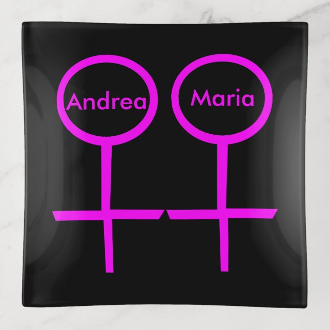 Lesbian Lovers Personalized Trinket Tray (Front)