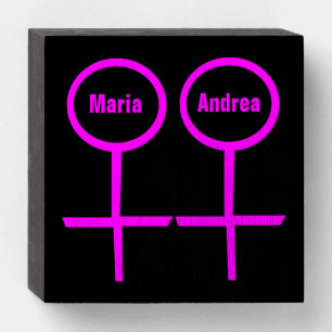 Lesbian Lovers Personalized Wedding Keepsake Wooden Box Sign