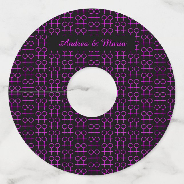 Lesbian Lovers Personalized Wine Glass Tags (Front)