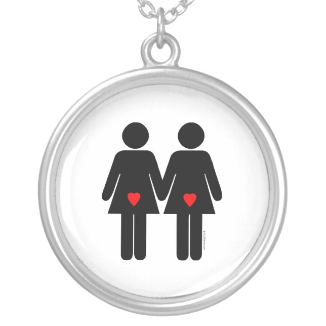 Lesbian Lovers Silver Plated Necklace (Front)