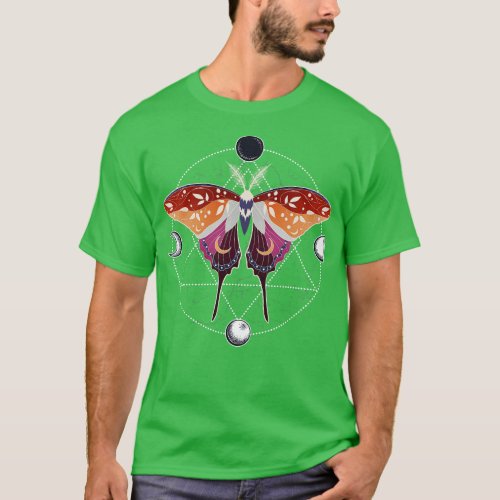 Lesbian Luna Moth Celestial  LGBT Pride Flag T_Shirt
