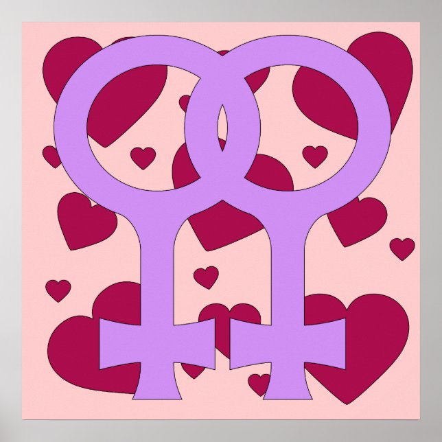 Lesbian Marriage Hearts Poster (Front)