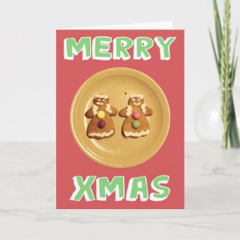 Lesbian "merry Xmas" Card (with Message) by OllysDoodads at Zazzle
