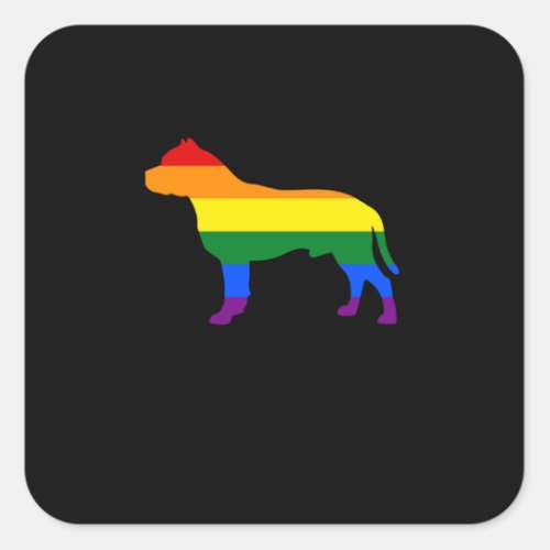 Lesbian Mom Pit Bull Rainbow Flag Top LGBT Dog Square Sticker