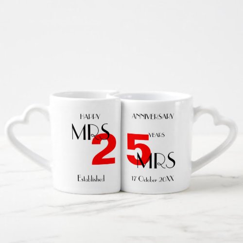 Lesbian MrsMrs Anniversary 25 Years Personalized Coffee Mug Set