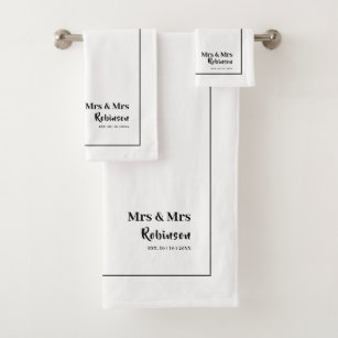 Lesbian Newlyweds Mr & Mr Personalized Bath Towel Set